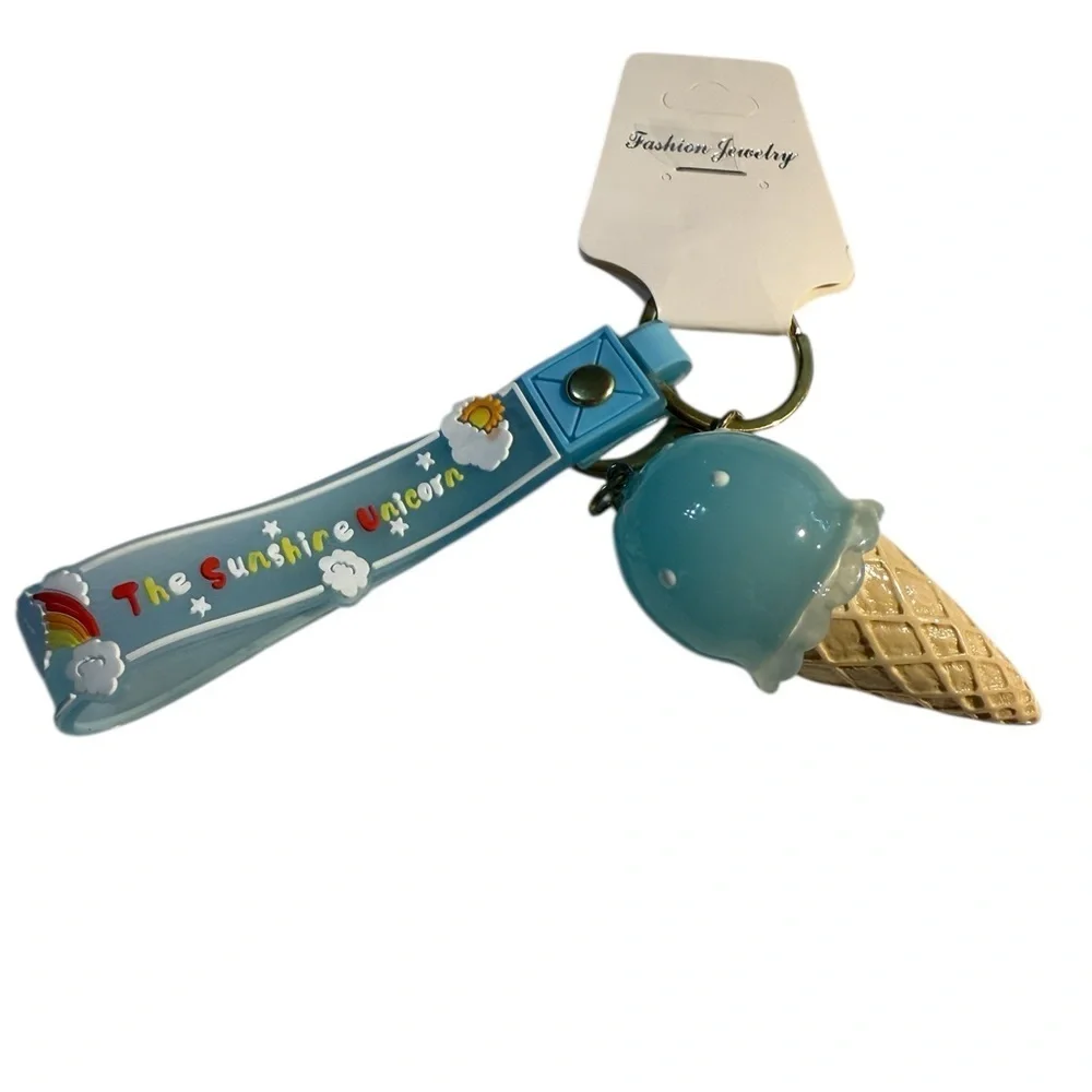 Blue Ice Cream Cone Keychain